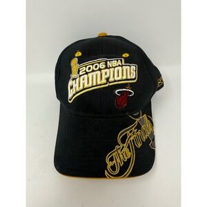 2006 NBA Champions Miami Heat Reebok Fitted Baseball Cap Black Yellow